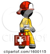 Poster, Art Print Of Black Firefighter Fireman Man Walking With Medical Aid Briefcase To Right