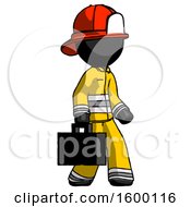 Poster, Art Print Of Black Firefighter Fireman Man Walking With Briefcase To The Right