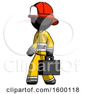 Poster, Art Print Of Black Firefighter Fireman Man Walking With Briefcase To The Left
