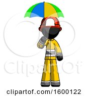 Poster, Art Print Of Black Firefighter Fireman Man Holding Umbrella Rainbow Colored