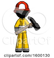 Poster, Art Print Of Black Firefighter Fireman Man Holding Hammer Ready To Work