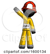 Poster, Art Print Of Black Firefighter Fireman Man Waving Emphatically With Right Arm