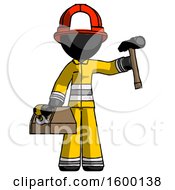 Poster, Art Print Of Black Firefighter Fireman Man Holding Tools And Toolchest Ready To Work