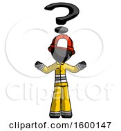 Poster, Art Print Of Black Firefighter Fireman Man With Question Mark Above Head Confused