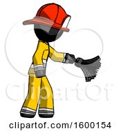 Poster, Art Print Of Black Firefighter Fireman Man Dusting With Feather Duster Downwards