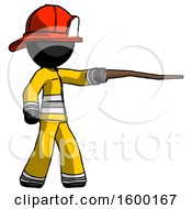 Poster, Art Print Of Black Firefighter Fireman Man Pointing With Hiking Stick