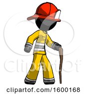 Poster, Art Print Of Black Firefighter Fireman Man Walking With Hiking Stick