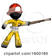 Poster, Art Print Of Black Firefighter Fireman Man Bo Staff Pointing Right Kung Fu Pose