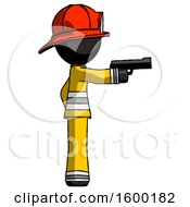 Poster, Art Print Of Black Firefighter Fireman Man Firing A Handgun