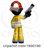 Poster, Art Print Of Black Firefighter Fireman Man Holding Handgun