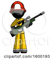 Poster, Art Print Of Black Firefighter Fireman Man Holding Sniper Rifle Gun