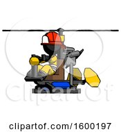 Poster, Art Print Of Black Firefighter Fireman Man Flying In Gyrocopter Front Side Angle View
