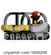 Poster, Art Print Of Black Firefighter Fireman Man Driving Amphibious Tracked Vehicle Side Angle View