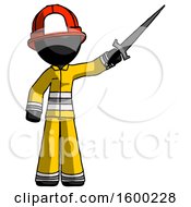 Poster, Art Print Of Black Firefighter Fireman Man Holding Sword In The Air Victoriously