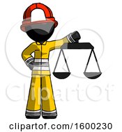 Poster, Art Print Of Black Firefighter Fireman Man Holding Scales Of Justice