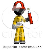 Poster, Art Print Of Black Firefighter Fireman Man Holding Dynamite With Fuse Lit