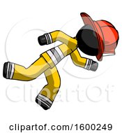 Poster, Art Print Of Black Firefighter Fireman Man Running While Falling Down