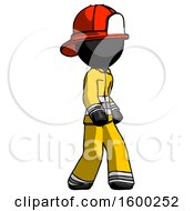 Poster, Art Print Of Black Firefighter Fireman Man Walking Turned Right Front View
