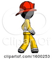 Poster, Art Print Of Black Firefighter Fireman Man Walking Right Side View