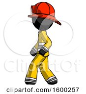 Poster, Art Print Of Black Firefighter Fireman Man Walking Left Side View