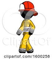 Poster, Art Print Of Black Firefighter Fireman Man Man Walking Turned Left Front View