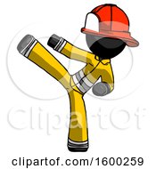Black Firefighter Fireman Man Ninja Kick Left
