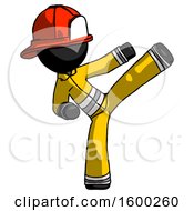 Poster, Art Print Of Black Firefighter Fireman Man Ninja Kick Right