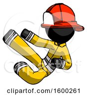 Poster, Art Print Of Black Firefighter Fireman Man Flying Ninja Kick Left