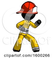 Poster, Art Print Of Black Firefighter Fireman Man Martial Arts Defense Pose Right