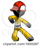 Poster, Art Print Of Black Firefighter Fireman Man Karate Defense Pose Right