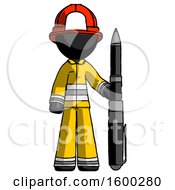 Poster, Art Print Of Black Firefighter Fireman Man Holding Large Pen