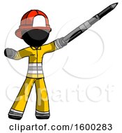 Poster, Art Print Of Black Firefighter Fireman Man Demonstrating That Indeed The Pen Is Mightier