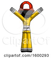 Poster, Art Print Of Black Firefighter Fireman Man With Arms Out Joyfully