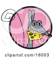 Cute Little Gray Mouse Stealing A Piece Of Swiss Cheese Clipart Illustration