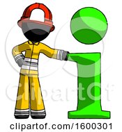 Poster, Art Print Of Black Firefighter Fireman Man With Info Symbol Leaning Up Against It