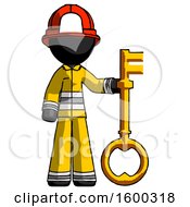 Poster, Art Print Of Black Firefighter Fireman Man Holding Key Made Of Gold