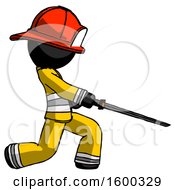 Poster, Art Print Of Black Firefighter Fireman Man With Ninja Sword Katana Slicing Or Striking Something