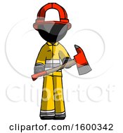 Poster, Art Print Of Black Firefighter Fireman Man Holding Red Fire Fighters Ax