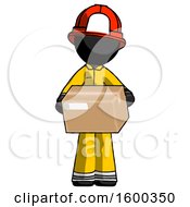 Poster, Art Print Of Black Firefighter Fireman Man Holding Box Sent Or Arriving In Mail