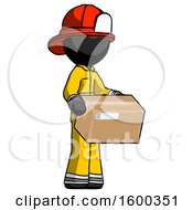 Poster, Art Print Of Black Firefighter Fireman Man Holding Package To Send Or Recieve In Mail