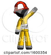 Poster, Art Print Of Black Firefighter Fireman Man Waving Emphatically With Left Arm