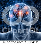 Poster, Art Print Of 3d Man With Visible Lit Up Areas In His Brain
