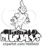 Clipart Of A Black And White Bird School Mascot Over Bluejays Text Royalty Free Vector Illustration by Johnny Sajem