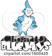Clipart Of A Bird School Mascot Over Bluejays Text Royalty Free Vector Illustration by Johnny Sajem