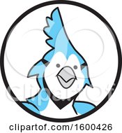 Clipart Of A Blue Jays Bird School Mascot Face In A Circle Royalty Free Vector Illustration
