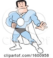 Poster, Art Print Of Cartoon White Male Super Hero With A Blacnk Monogram
