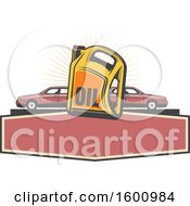 Clipart Of An Oil Can And Cars Over A Frame Royalty Free Vector Illustration