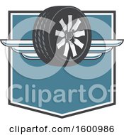 Poster, Art Print Of Tire With Wings On A Shield
