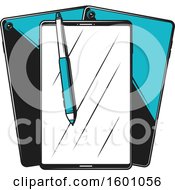 Clipart Of A Stylus Pen And Tablets Royalty Free Vector Illustration by Vector Tradition SM