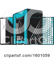 Poster, Art Print Of Computer Tower Keyboard And Tablets Or Smart Phones